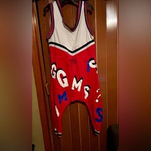 OK Jumpsuit one size red white and blue, tie waist